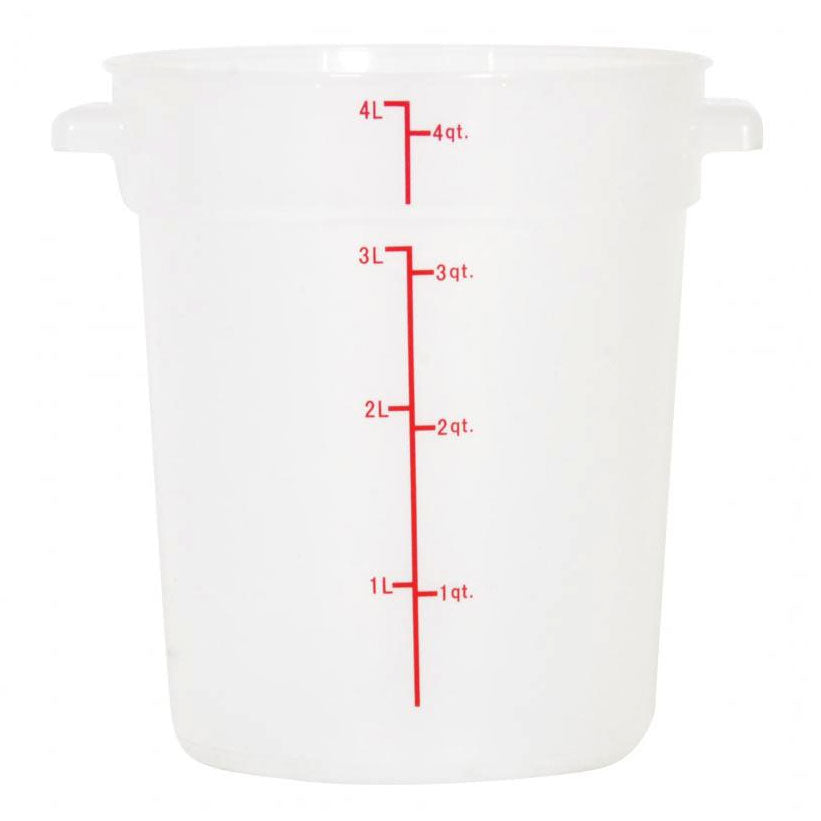 Omcan 80194 Food Storage Container, 4-Qt Round Polypropylene, Translucent, Container Only | 3 - 6 qt capacity