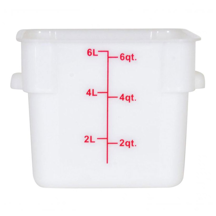 Omcan 80204 6-Qt Square White Polypropylene Container, Lid Not Included, NSF | 3 - 6 qt capacity