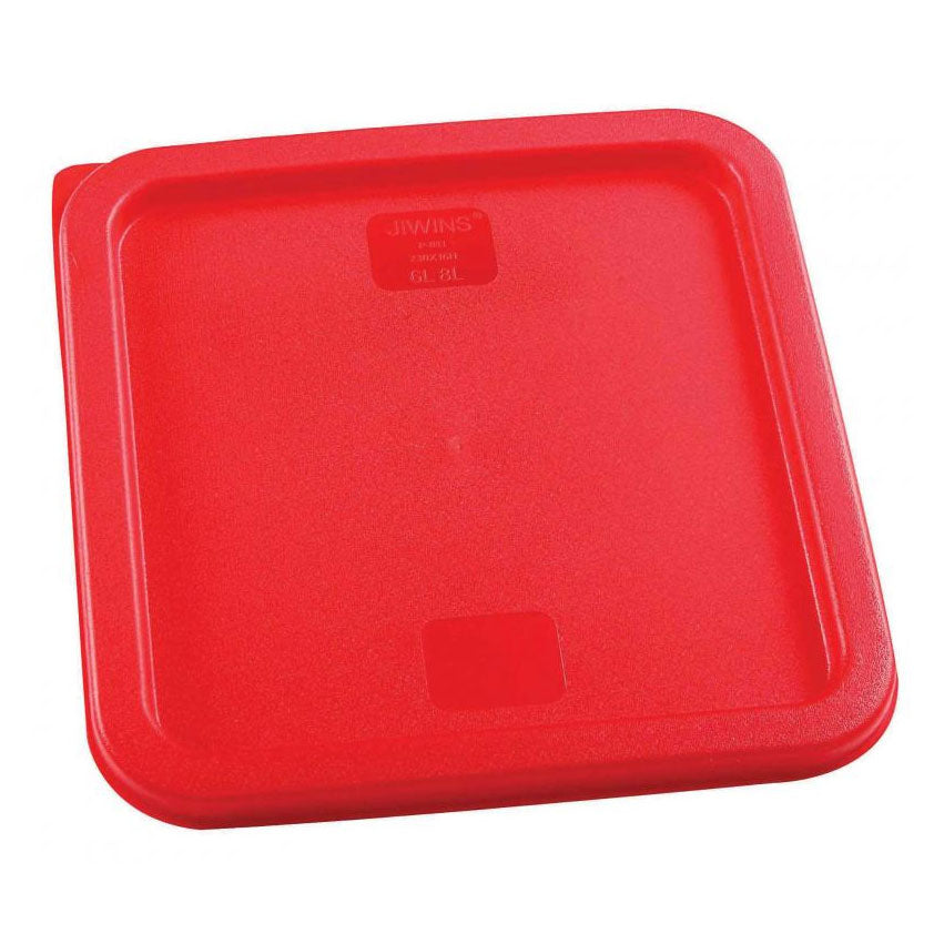 Omcan 80223 Square Food Storage Container Lid, Red Polyethylene, Fits 6 Qt & 8 Qt Containers