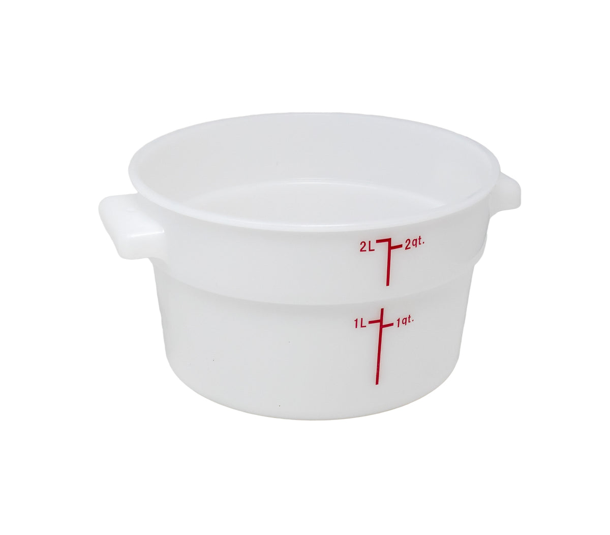 Omcan 80227 2-Qt Round Food Storage Container, White Polypropylene, No Lid, Commercial Use | 1 - 2 qt capacity