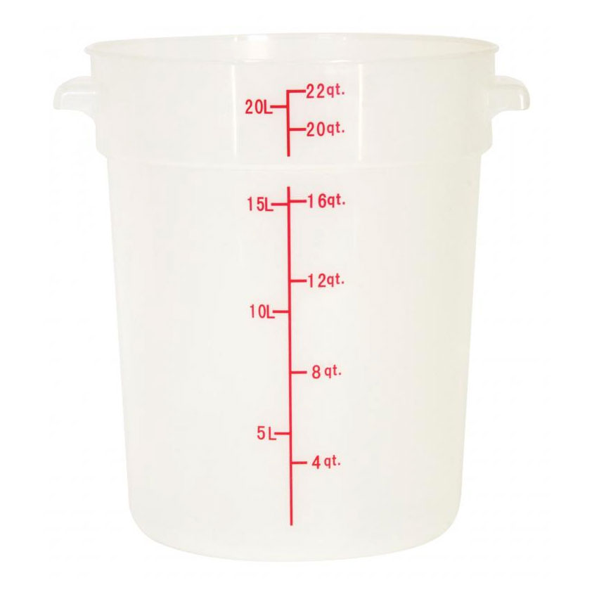 Omcan 80236 Food Storage Container, 22-Qt Round Polypropylene, Translucent, NSF, No Lid | 19 - 24 qt capacity