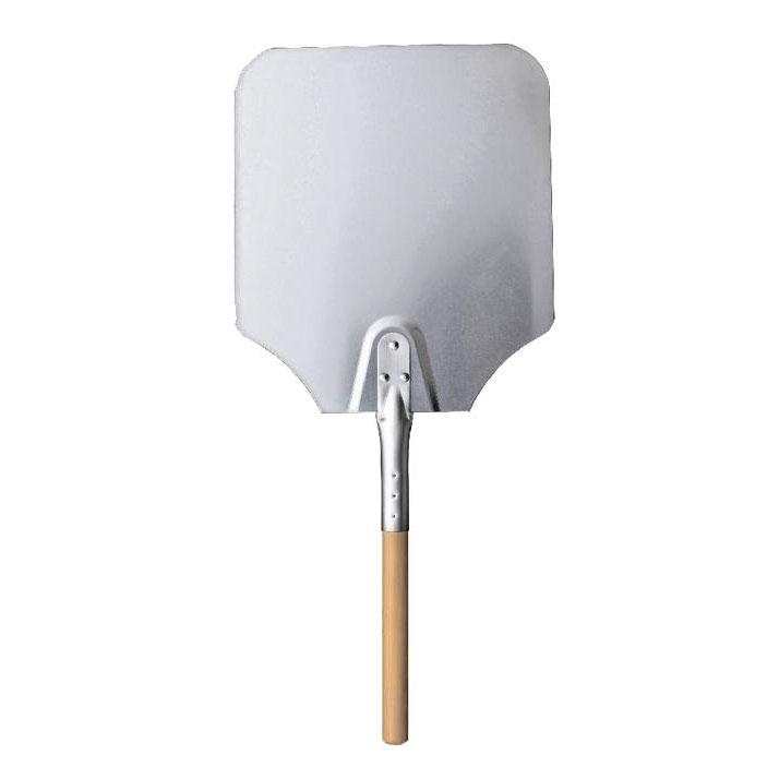 Omcan 80249 Pizza Peel - Rectangular 12" x 14" Aluminum Blade, 26" L Wood Handle, 20"-29" Reach