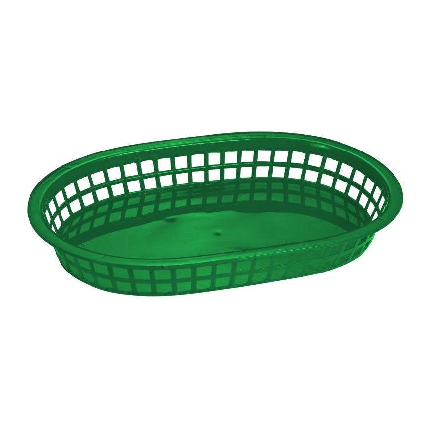 Omcan 80354 Oval Green Plastic Basket, 10-3/4" x 7-1/4" x 1-1/2", Ideal for Restaurant Use