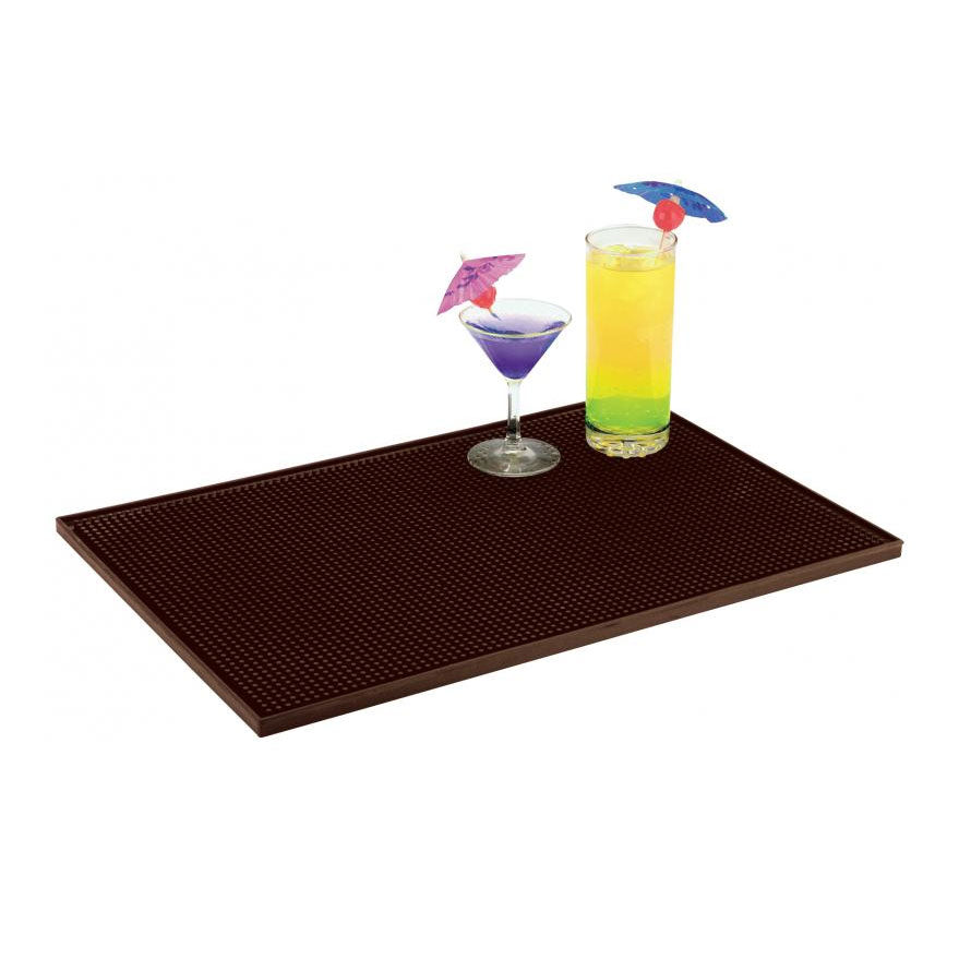 Omcan 80362 Bar Service Mat - 18" x 12" Brown, 13"-18" Long Side, 12" Short Side, Non-Slip