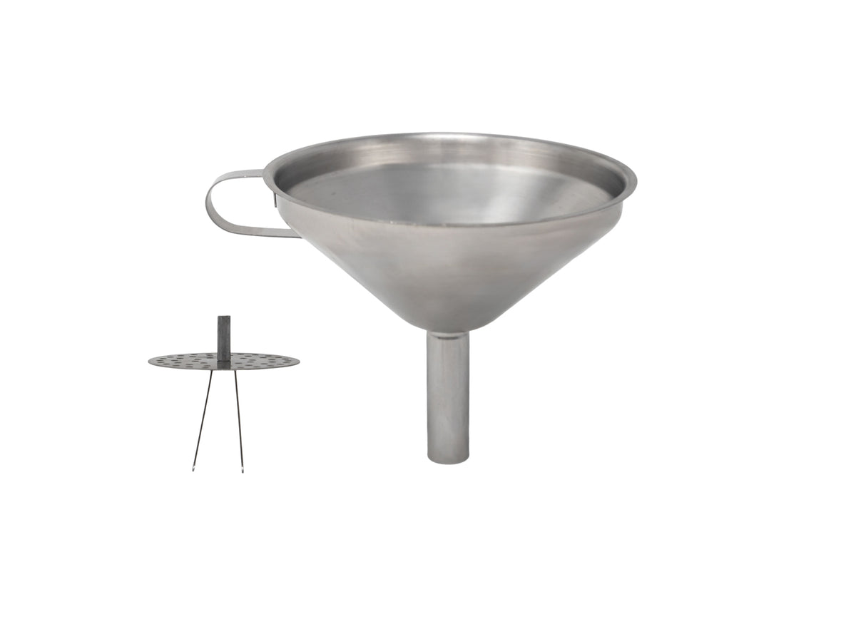Omcan 80415 Funnel - 5" Wide Mouth, Removable Stainless Steel Strainer, 3-5" Top Diameter