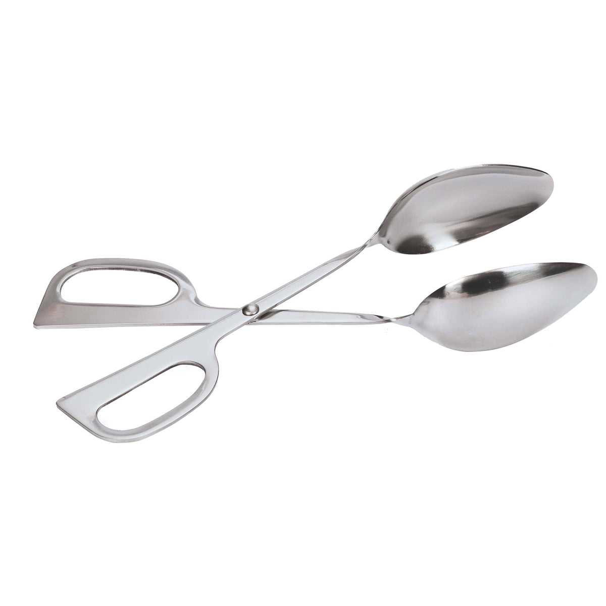 Omcan 80425 Scissor Tongs - 10"-11" Open-Angle, Double Spoon, Stainless Steel Kitchen Utensil