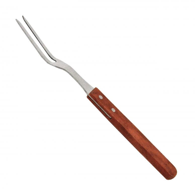 Omcan 80495 Pot Fork, 13" Length, Stainless Steel Tines with Short Wooden Handle