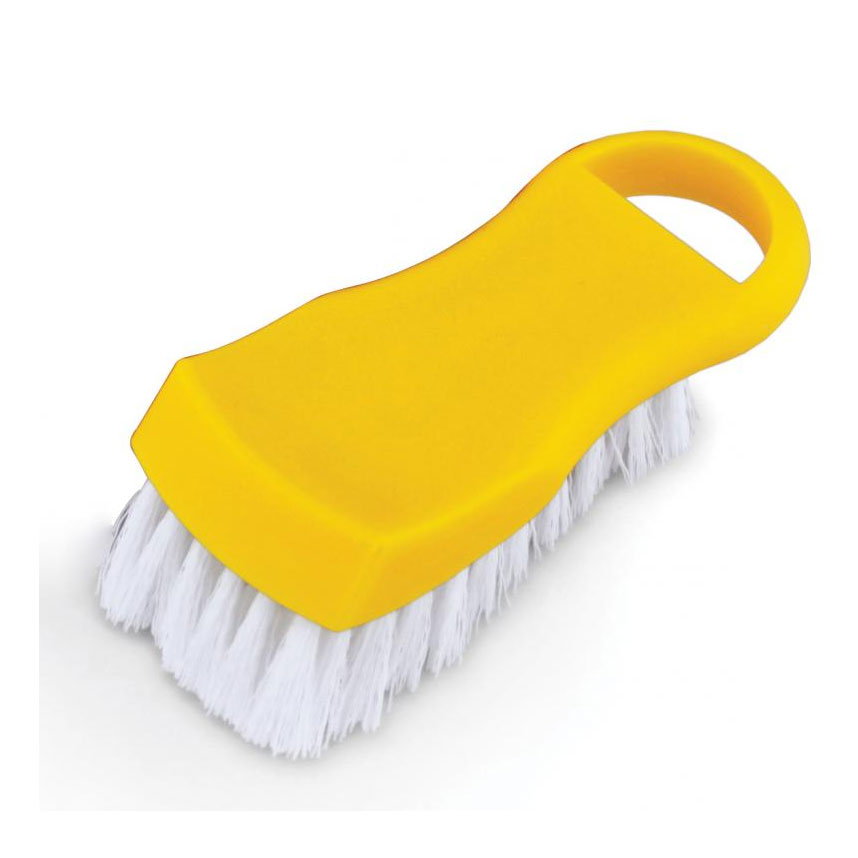 Omcan 80505 Cutting Board Brush, 6" Utility Brush, Yellow Plastic Construction, Looped Handle
