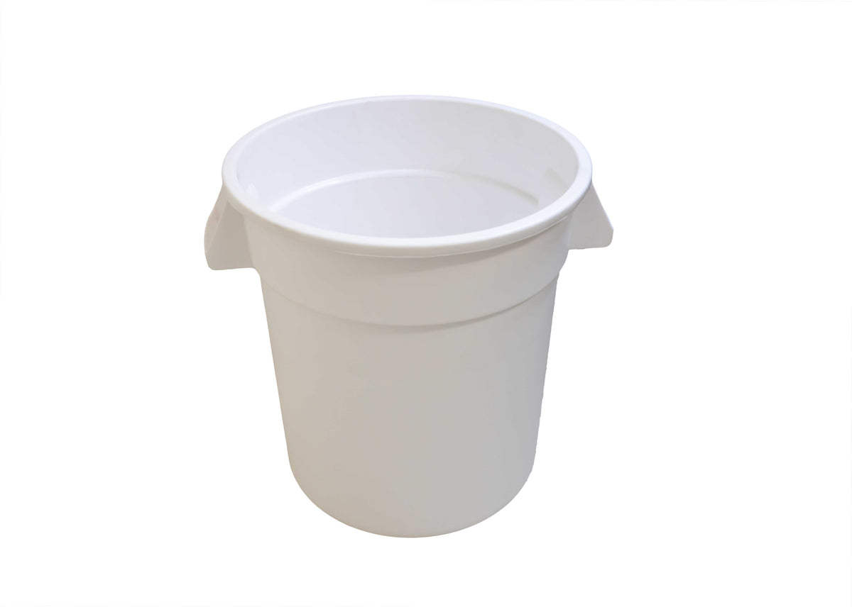 Omcan 80582 Commercial Round Trash Can, 10-Gallon White Polyethylene Container, NSF Certified | 10 - 19 gallon