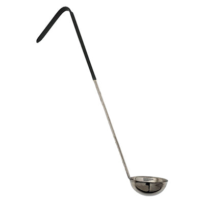 Omcan 80765 One-Piece Stainless Steel Ladle, 6-Ounce, Black Handle - Kitchen Utensil | 6 to 8 oz