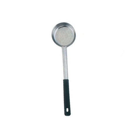Omcan 80780 6 oz One-Piece Stainless Steel Solid Portion Control Spoon with Black Handle