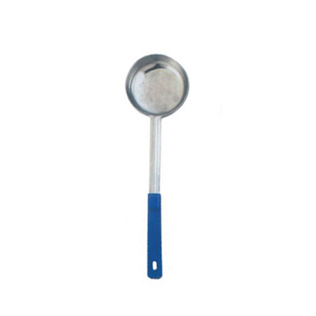 Omcan 80781 8 Oz One-Piece Stainless Steel Solid Portion Control Spoon With Blue Handle