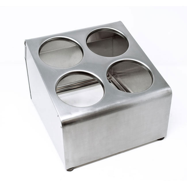 Omcan 80816 Stainless Steel Flatware Cylinder, 4 Holes, 2-Tier Holder, Ideal for Kitchen Storage