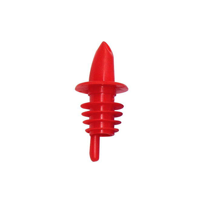 Omcan 80855 Red Plastic Free-Flow Liquor Pourer, No Collar, 12 per Pack, Durable Plastic Construction | free flow
