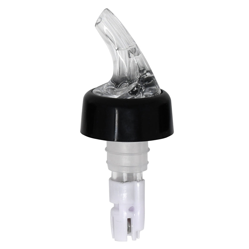 Omcan 80885 2 Oz Plastic Liquor Pourer With Collar, Clear Spout And White Tail, 12/Pack