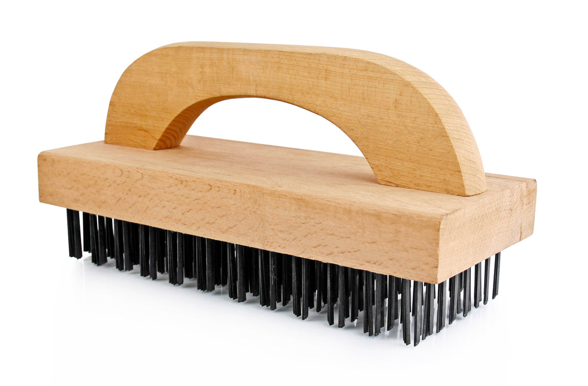 Omcan 80943 Butcher Block Brush, 9"-1/4 Length with Handle, Bristles for Grill Cleaning