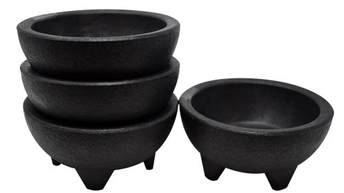 Omcan 80980 4 Oz Molcajete Salsa Bowl, 4" Dia x 1.6" H, Black Polypropylene, NSF | 5 oz (and under)