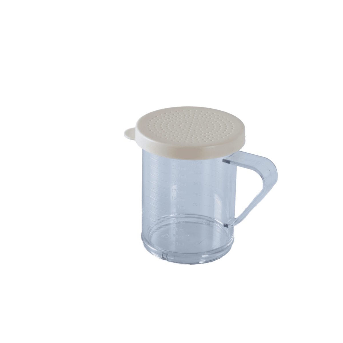 Omcan 81168 Dredge Shaker, 10-Oz Beige Lid PC, 1.2 mm Perforated Top, Handle, NSF | 10 - 11 oz