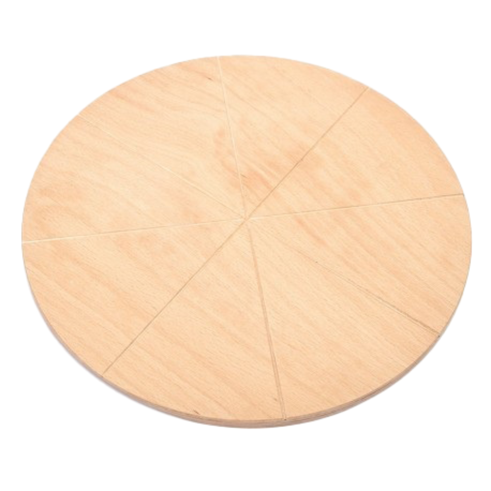 Omcan 81216 Cutting Board - Round 19-7/10" Diameter, 1/2" Thick Beech Plywood, 8 Carved Slices