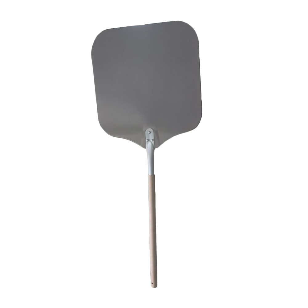 Omcan 81244 Pizza Peel - Rectangular 16" x 18" Aluminum Blade, 22" Wood Handle, 40"-49" Length
