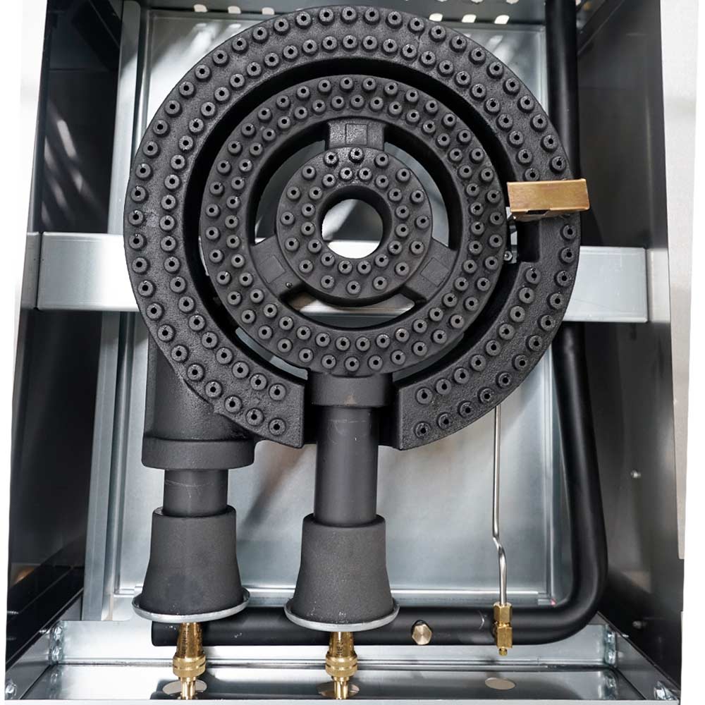 Standard Range SR-SP1 single burner gas stock pot range, 3-ring cast iron burner, close-up