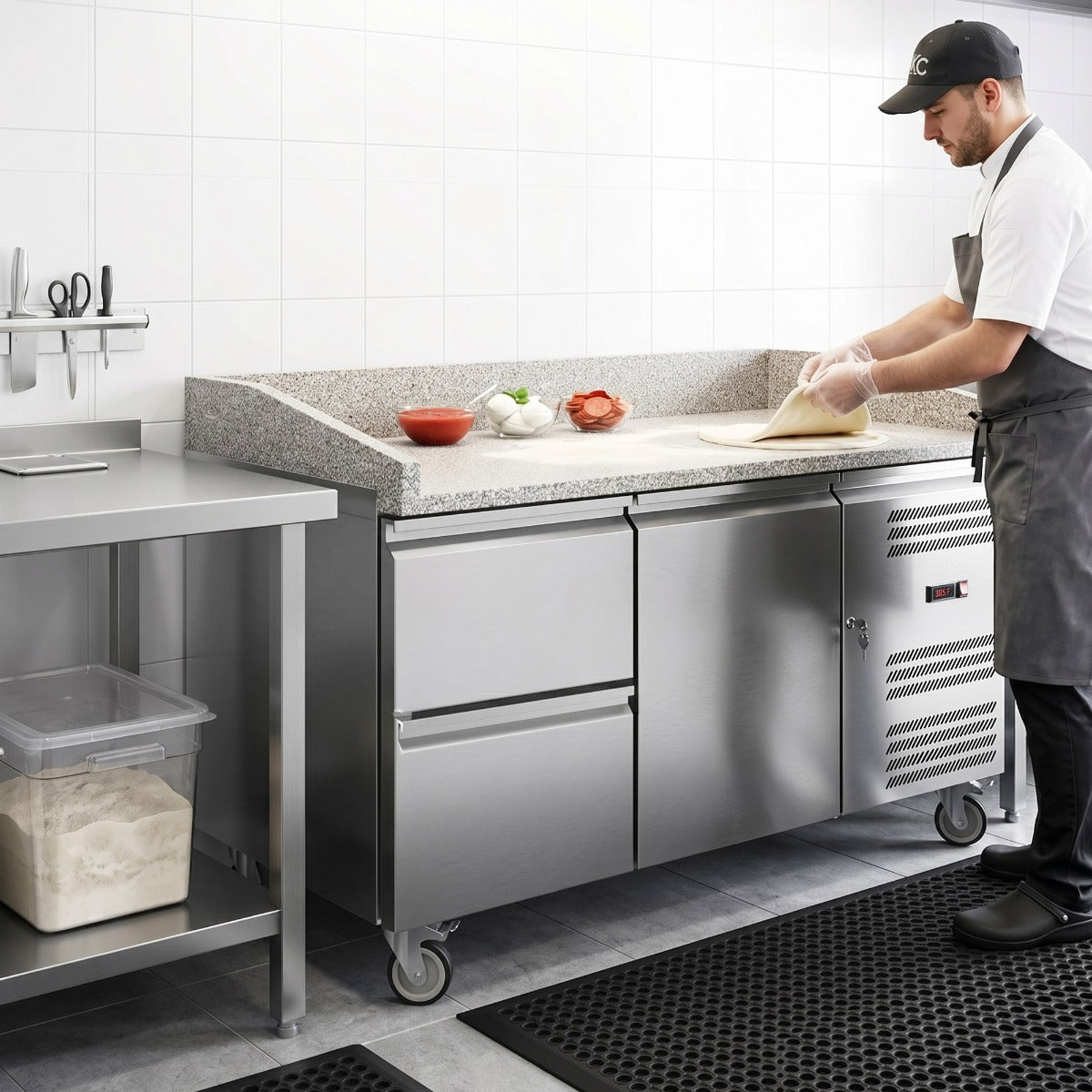Coldline PDR-60-2D 60" Refrigerated Pizza Prep Dough Retarder with Marble Top and Two Drawers
