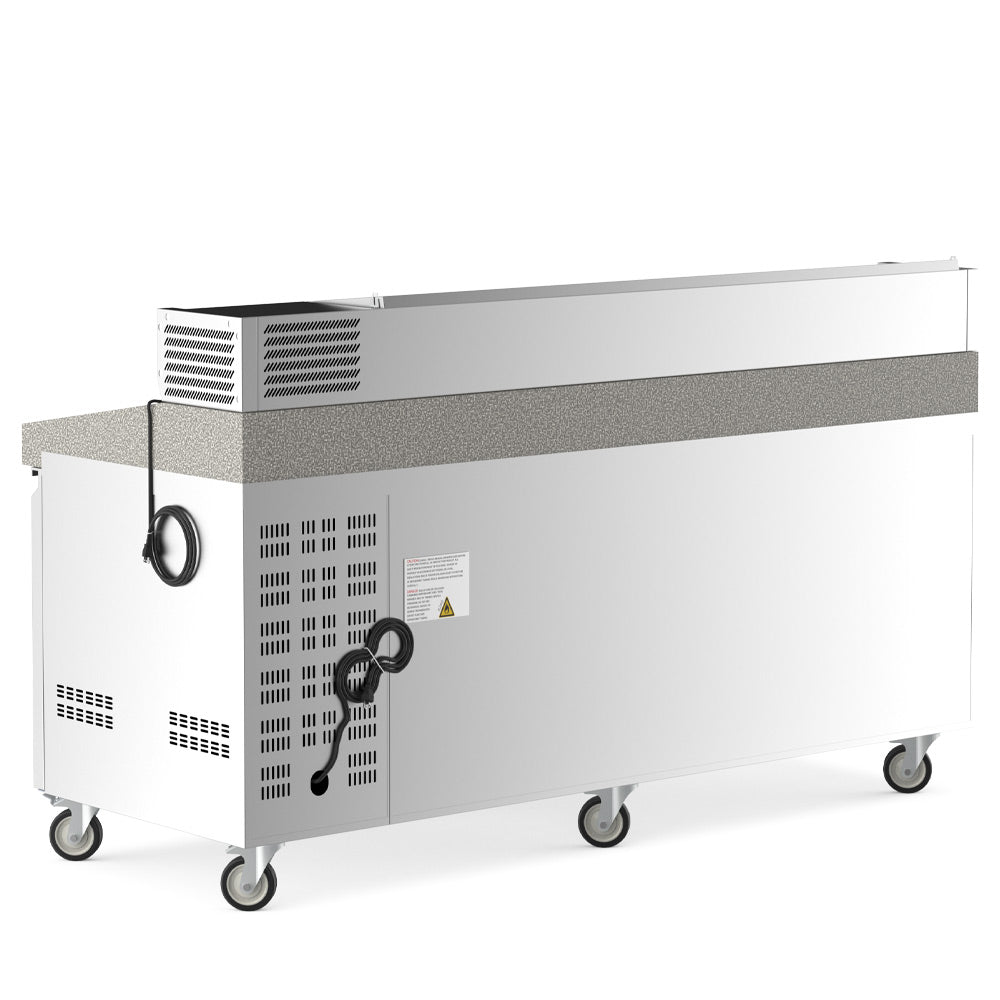 Coldline PDR-80N-SS 80" Refrigerated Pizza Prep Dough Retarder with Refrigerated Stainless Topping Rail
