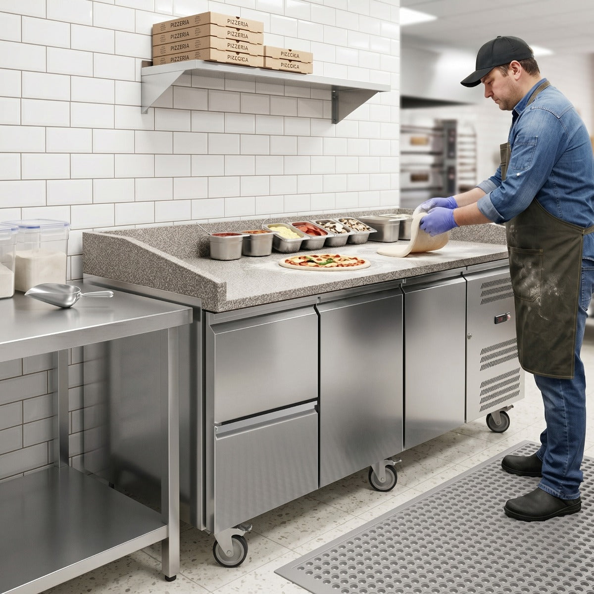 Coldline PDR-80N-2D 80" Refrigerated Pizza Prep Dough Retarder with Marble Top and Two Drawers