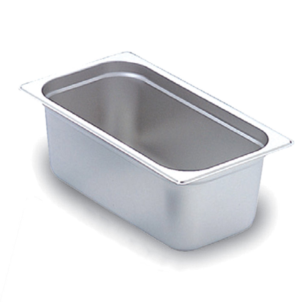 Prepline PFP-13-6 1/3 size stainless steel steam table pan, angled view