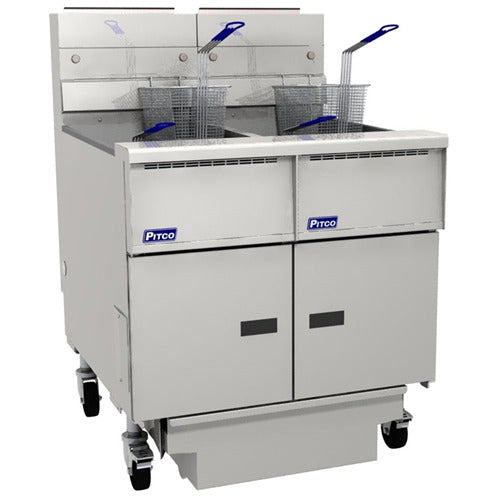 Pitco SG14-2FD 100-lb Commercial Gas Fryer β Millivolt Controls, Built-In Filter