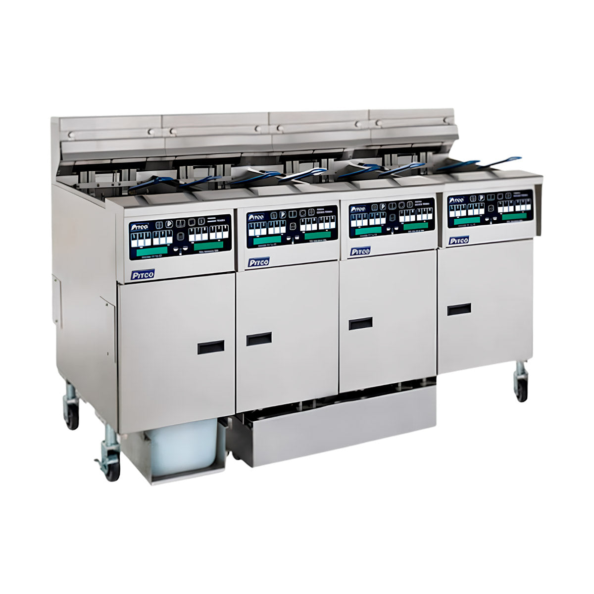 Pitco SSH55R-4FD 200-lb Commercial Gas Fryer — 4 Fry Pots, Solid State Controls