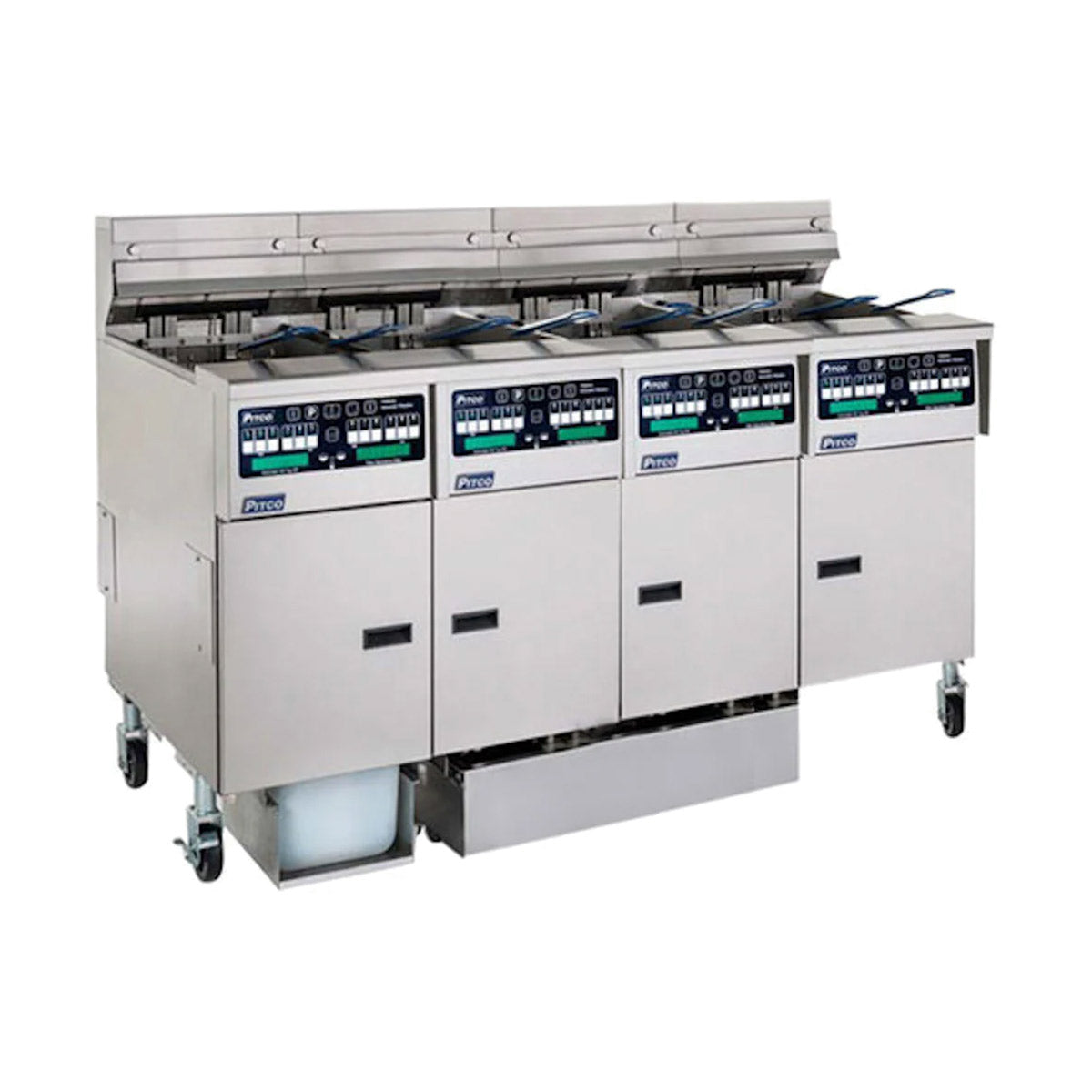 Pitco SSH60W-4FD 240-lb Commercial Gas Fryer — 4 Fry Pots, Solid State Controls