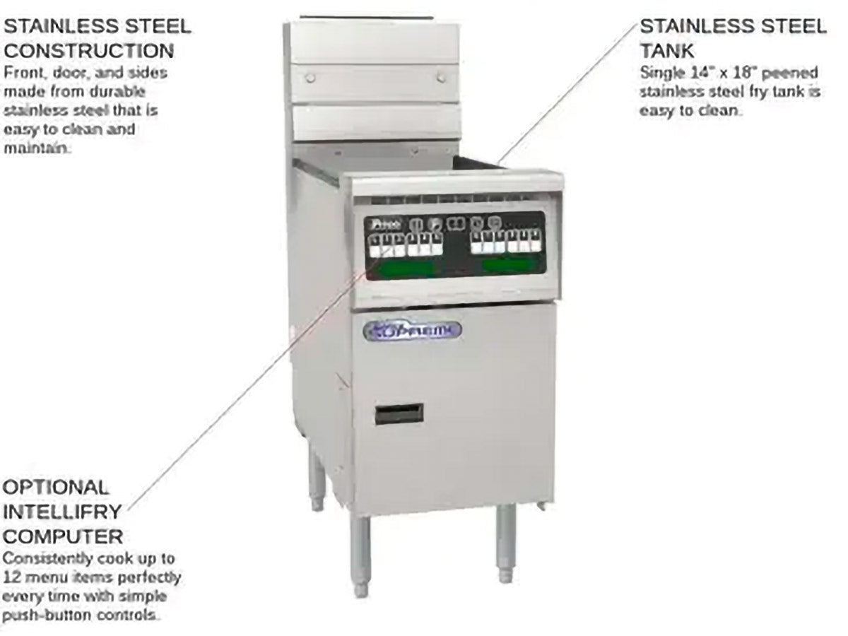 Pitco SSH60W-5FD 300-lb Commercial Gas Fryer β 5 Fry Pots, Solid State Controls