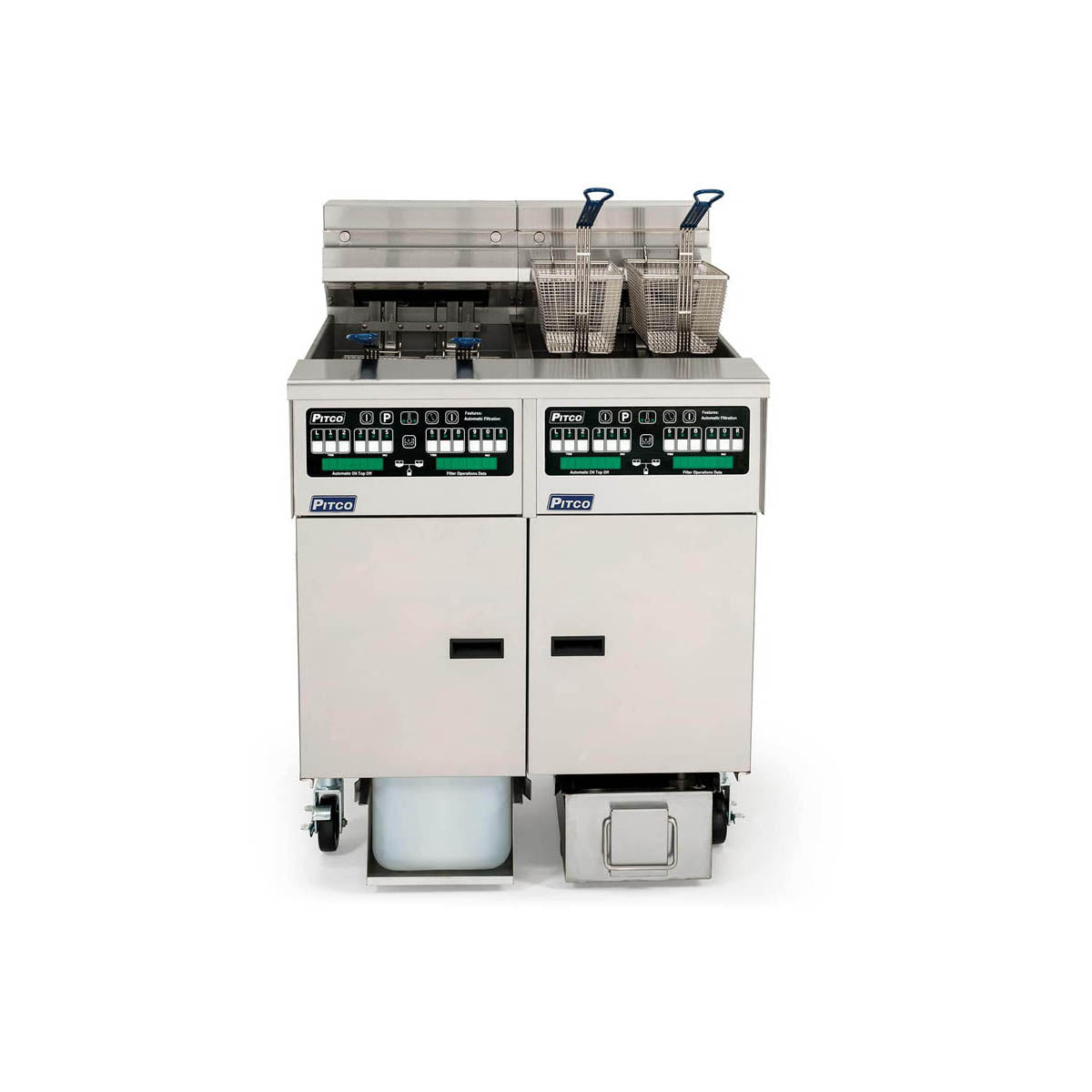 Pitco SSHLV14C/184/FD 32 & 42-lb Commercial Gas Fryer β 2 Fry Pots, Computer Controls