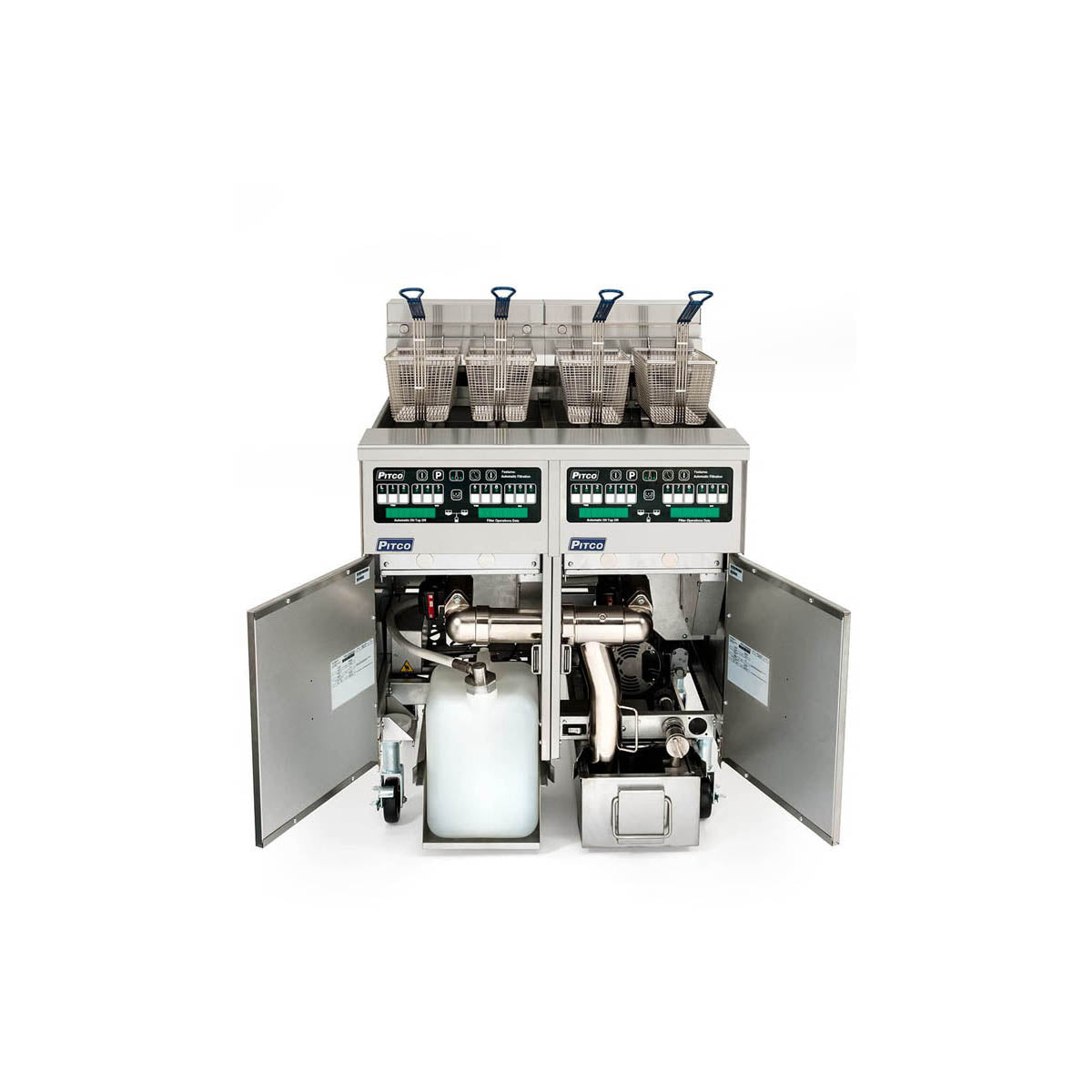 Pitco SSHLV14C/184/FD 32 & 42-lb Commercial Gas Fryer β 2 Fry Pots, Computer Controls