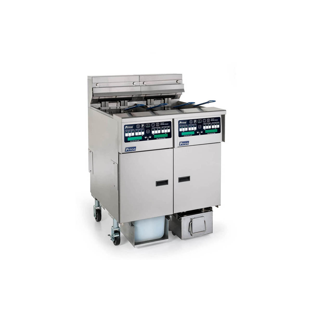 Pitco SSHLV14C/184/FD 32 & 42-lb Commercial Gas Fryer — 2 Fry Pots, Computer Controls