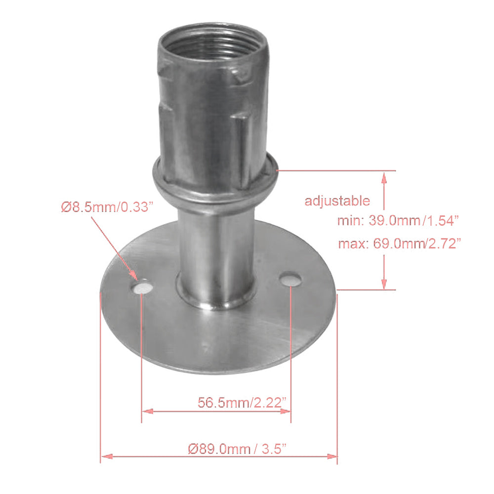 Prepline Adjustable Flanged Seismic Feet for Worktables and Sinks, Set of 4