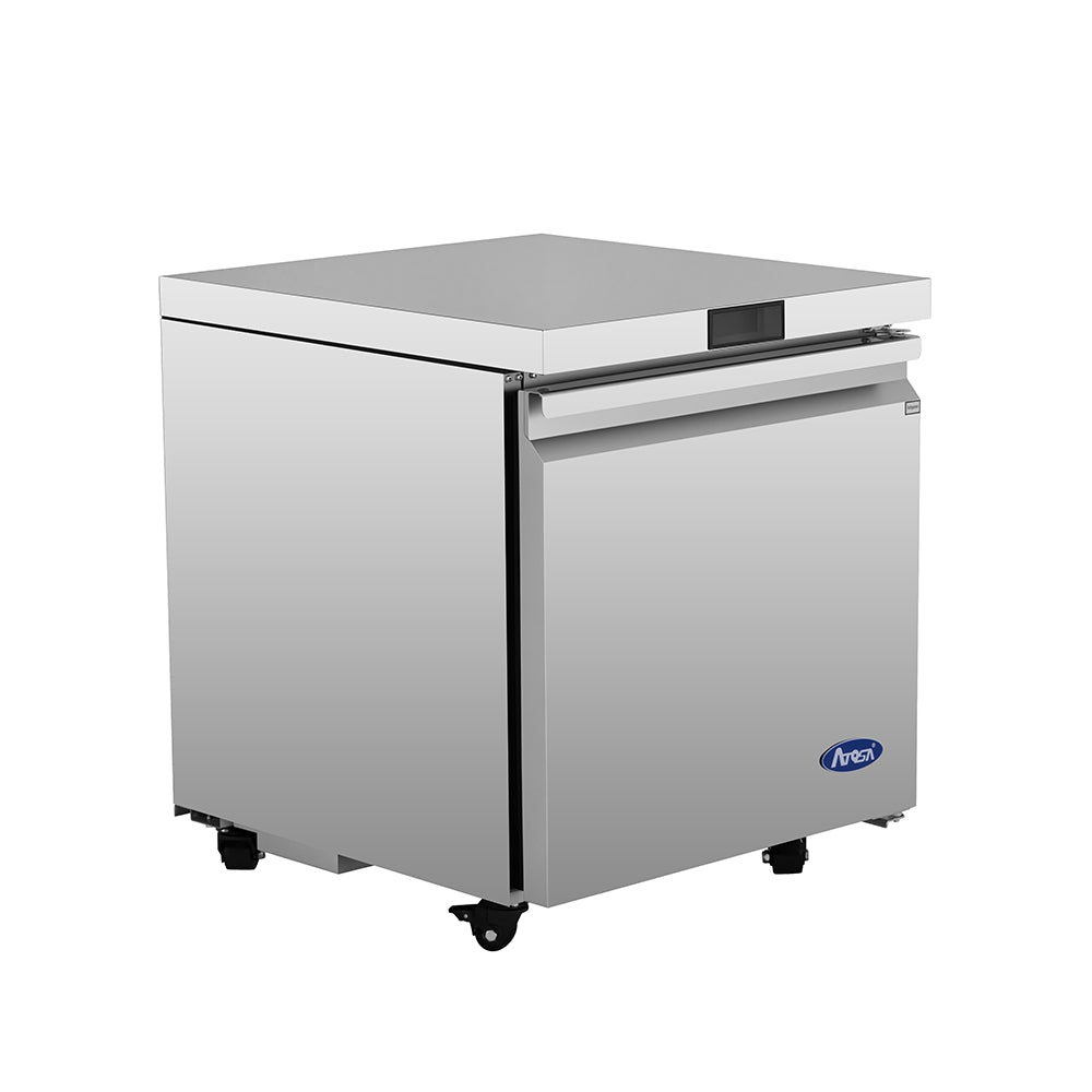 Atosa AUR27SD undercounter refrigerator, angled front view