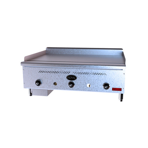 Royal Range RD80-36 thermostatic gas griddle, front angle view
