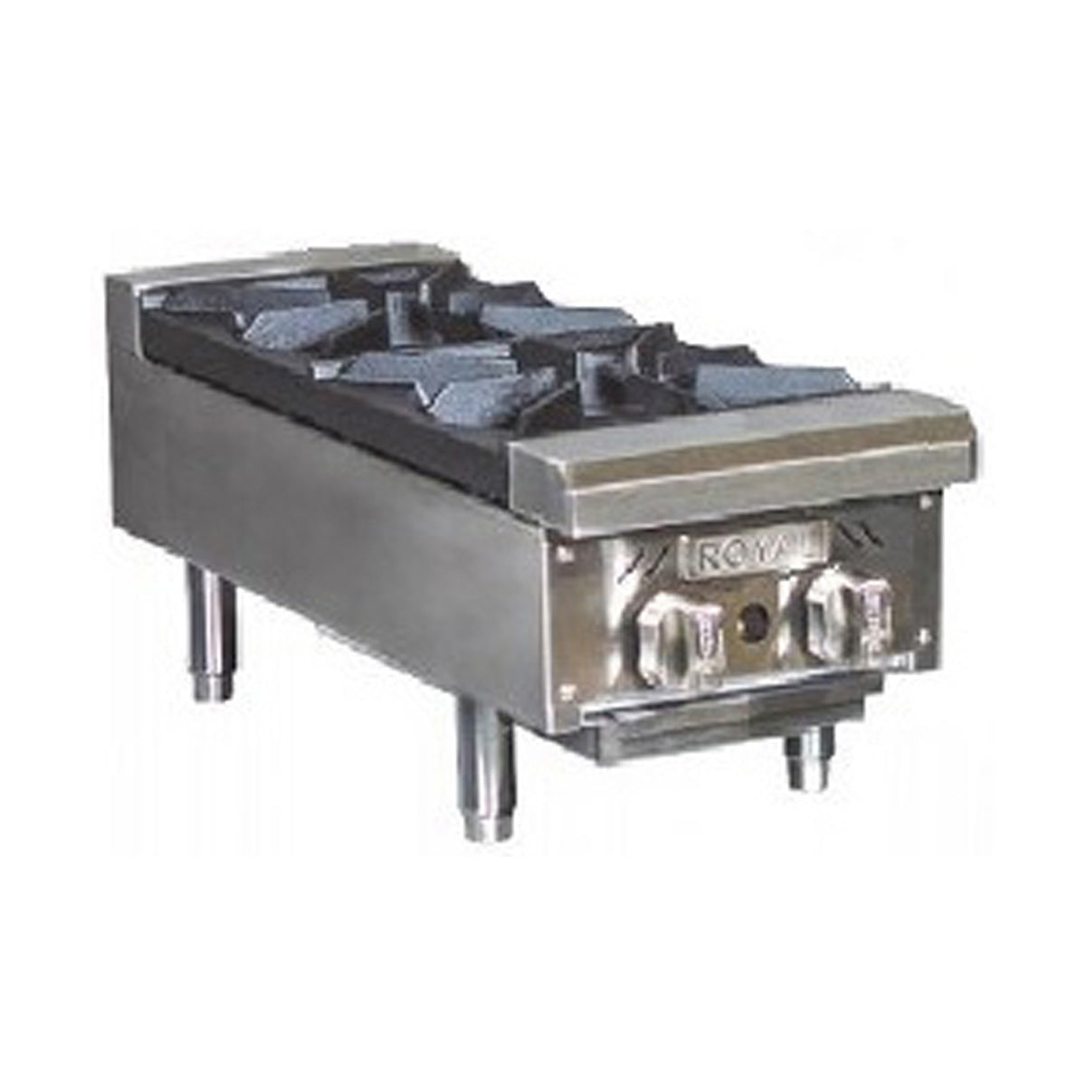 Royal Range 12" 2-burner countertop gas hot plate, front angle view (representative image)