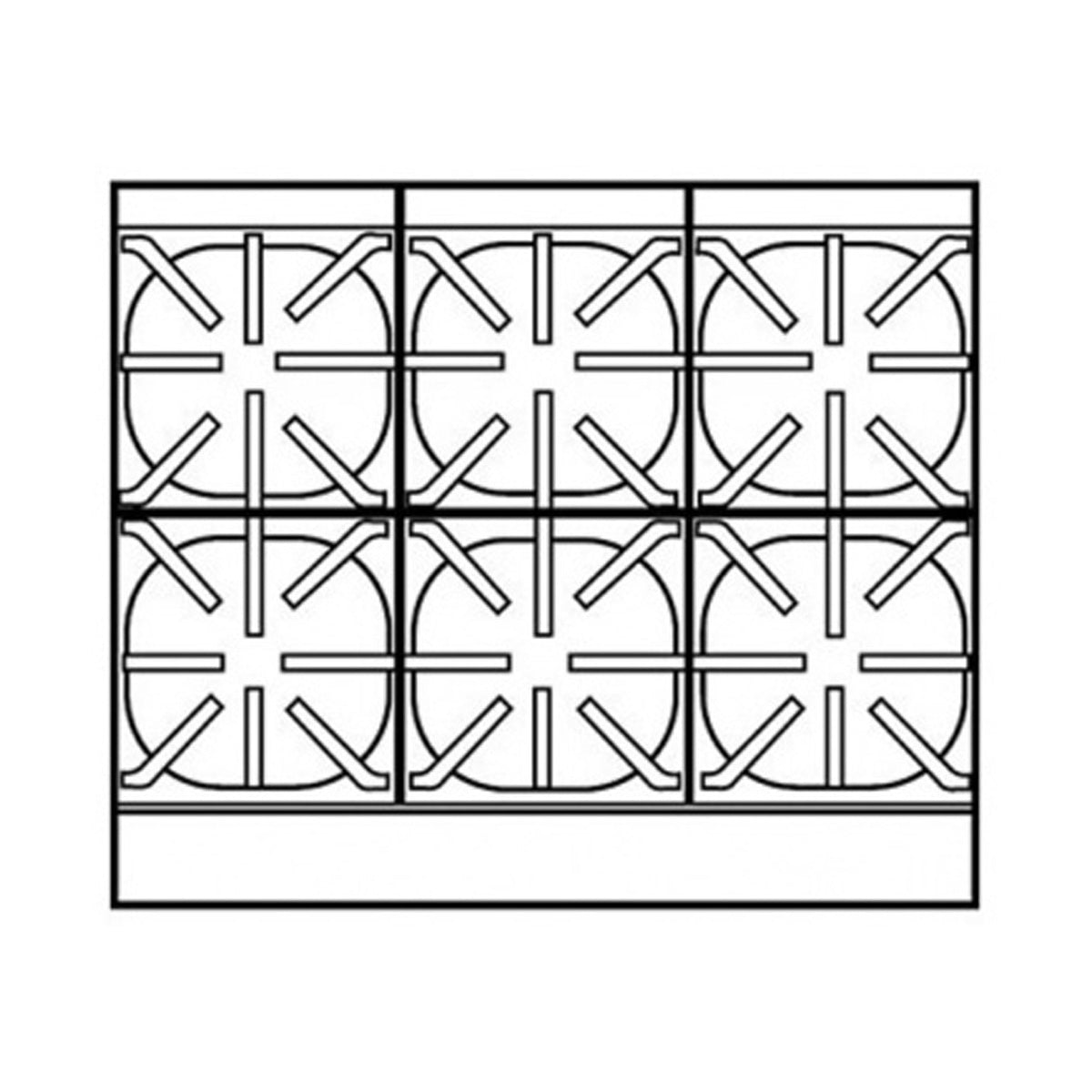 Royal Range RDHP-36-6SU top view line drawing, 6 grates