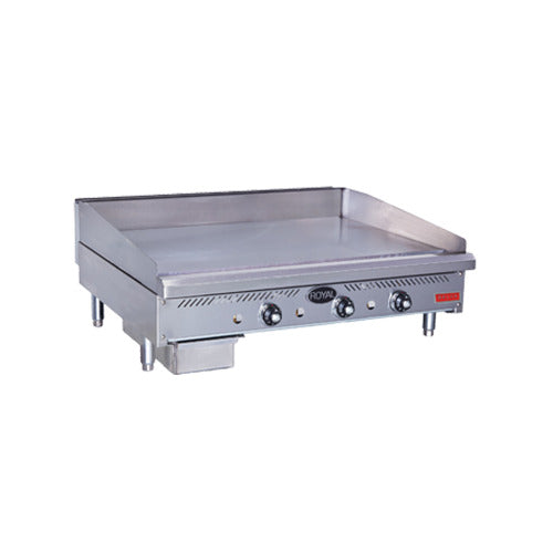 Royal Range RDTG-series thermostatic gas griddle, front angle view (representative image, 36" model shown)