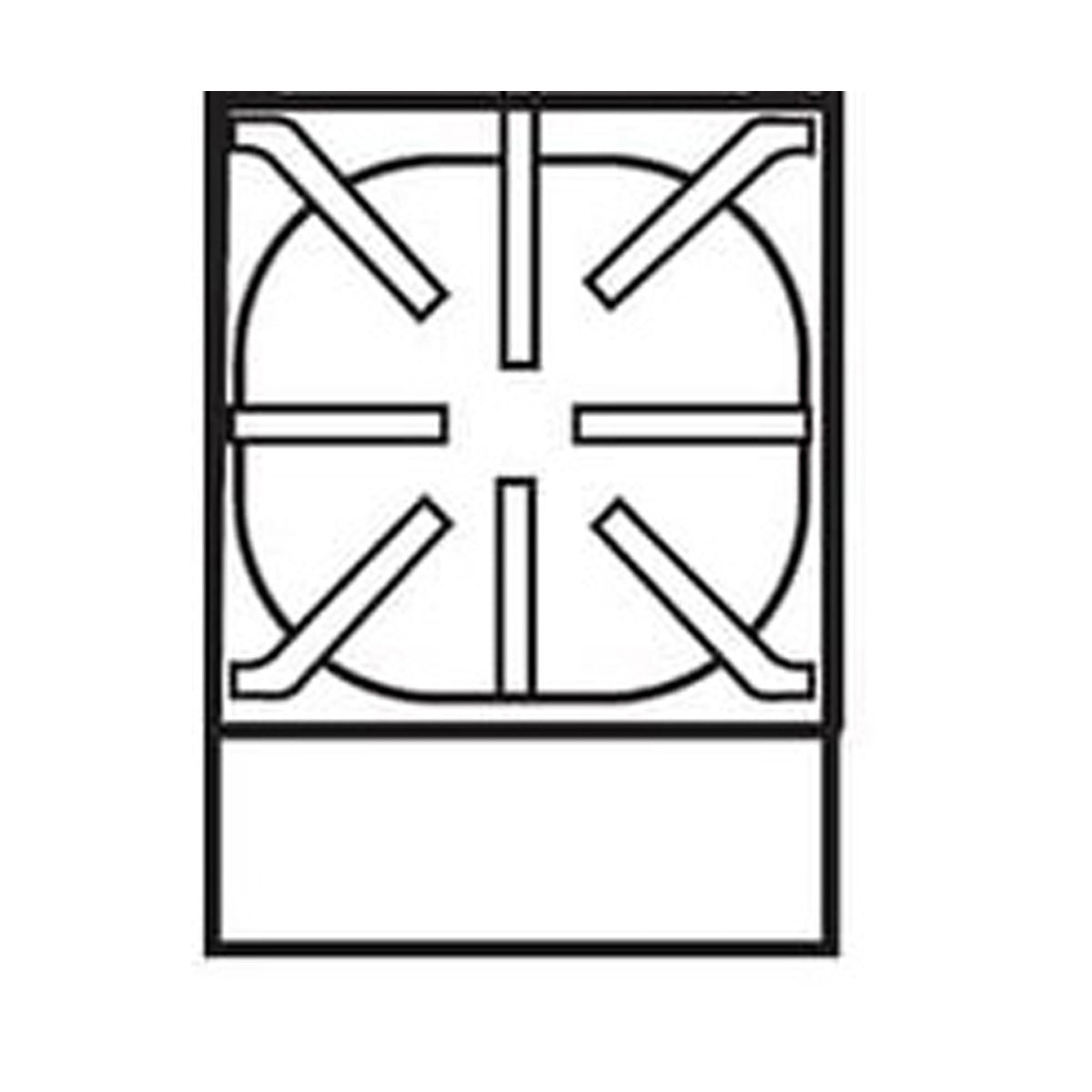 Royal Range RHP-12-1 single-burner hot plate, top view line drawing of grate and crumb pan