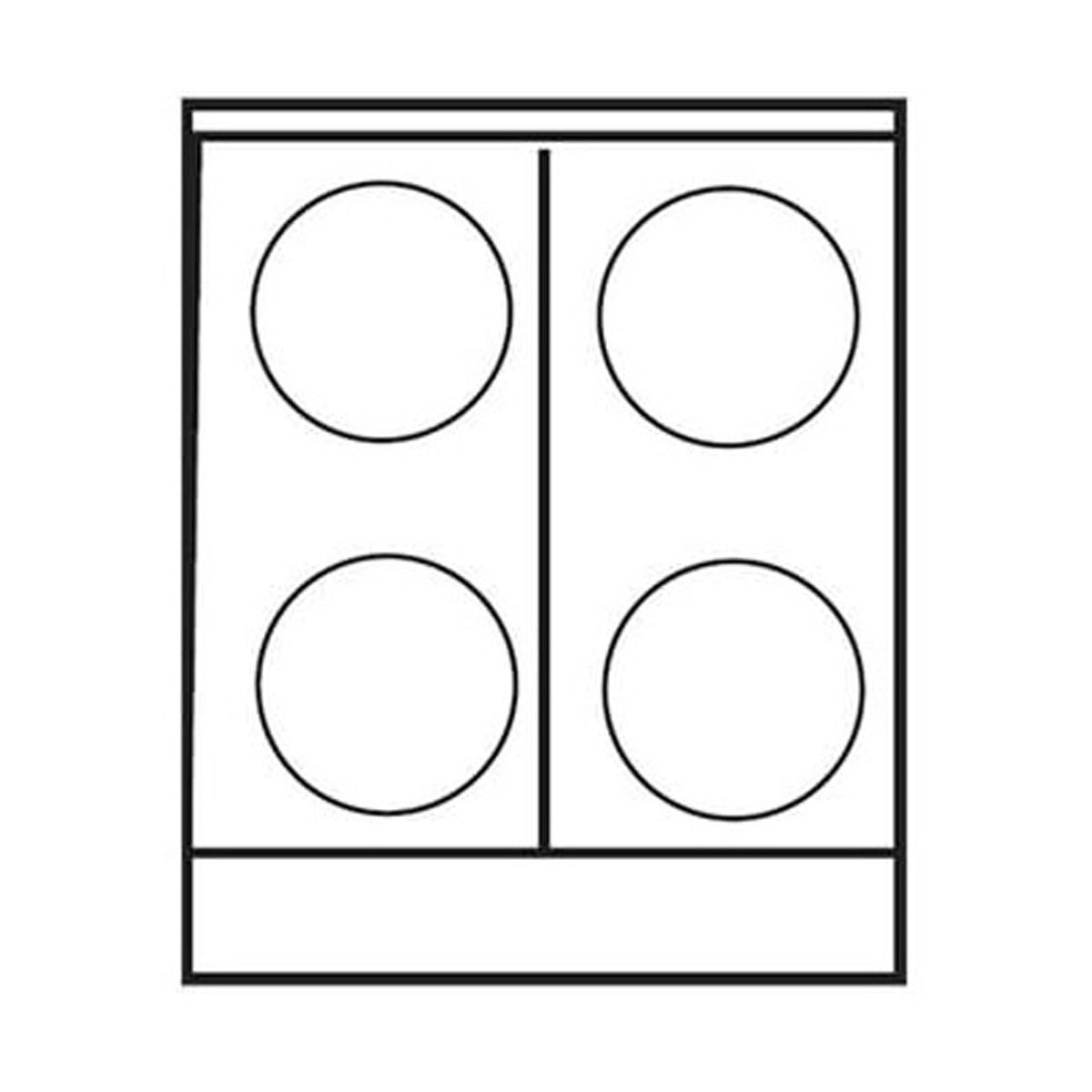 Royal Range RHPE-24-4 top view line drawing, 4 elements