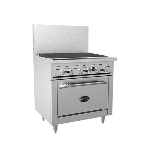 Royal Range RR-36RB-126 36" radiant broiler range with 26.5" oven, front angle view