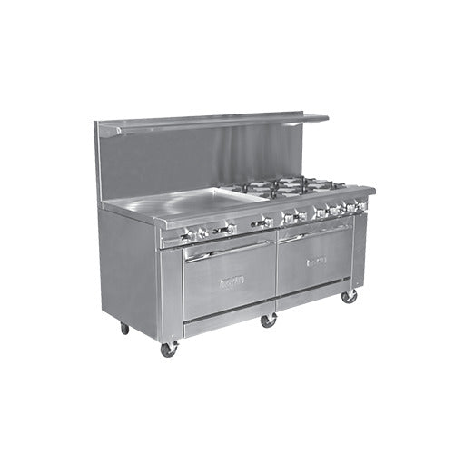 Royal Range Royal Series gas restaurant range, front angle view (representative image; the size, top, ovens and casters shown differ from this model)