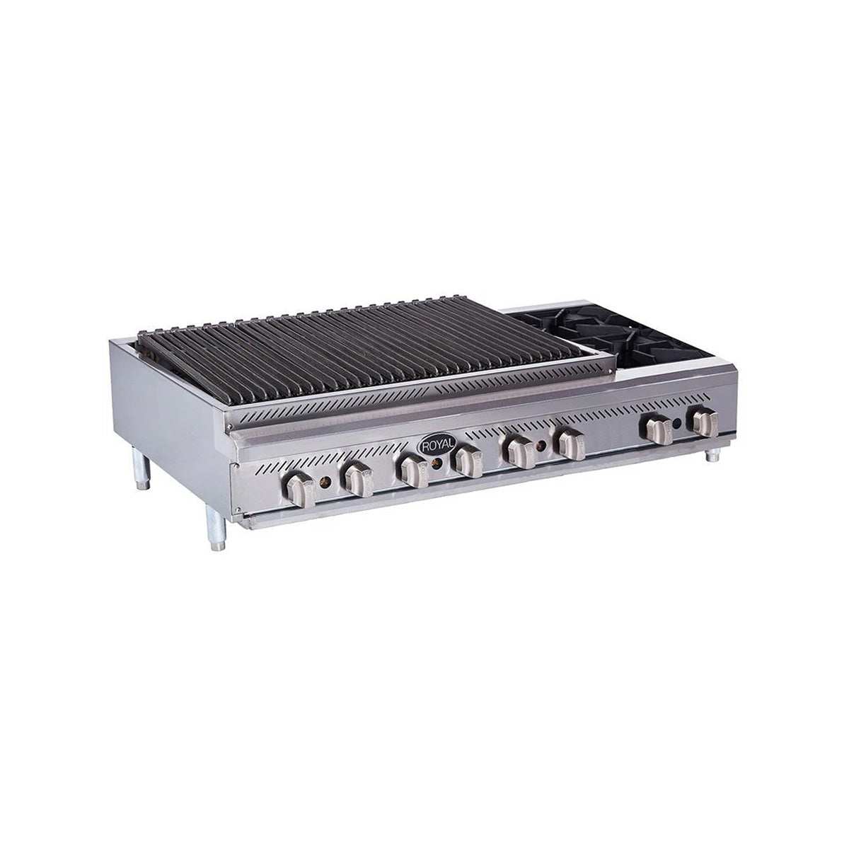 Royal Range RRB-OB series countertop radiant charbroiler with open burners, front angle view (representative image)