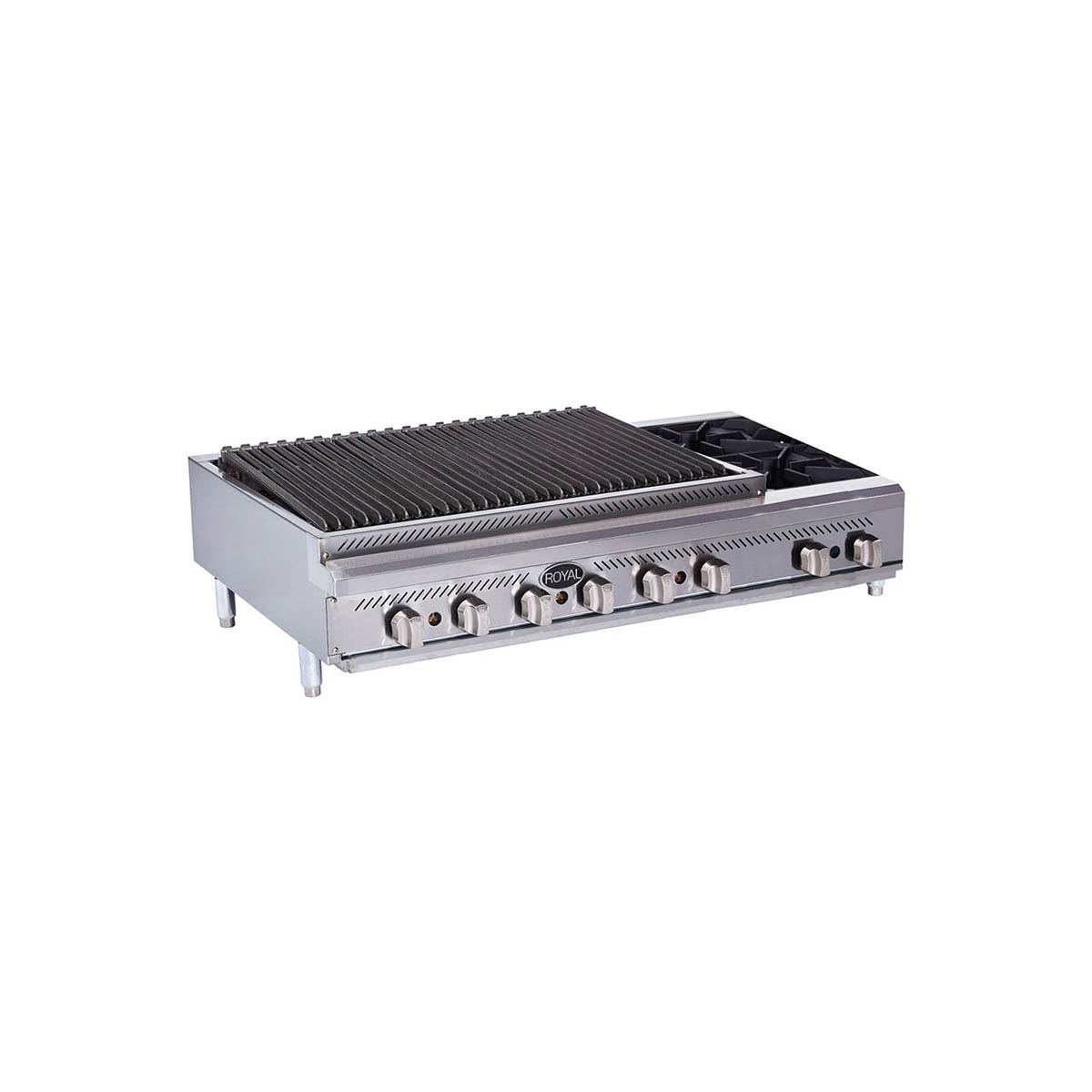Royal Range RRB-OB series countertop radiant charbroiler with open burners, front angle view (representative image)