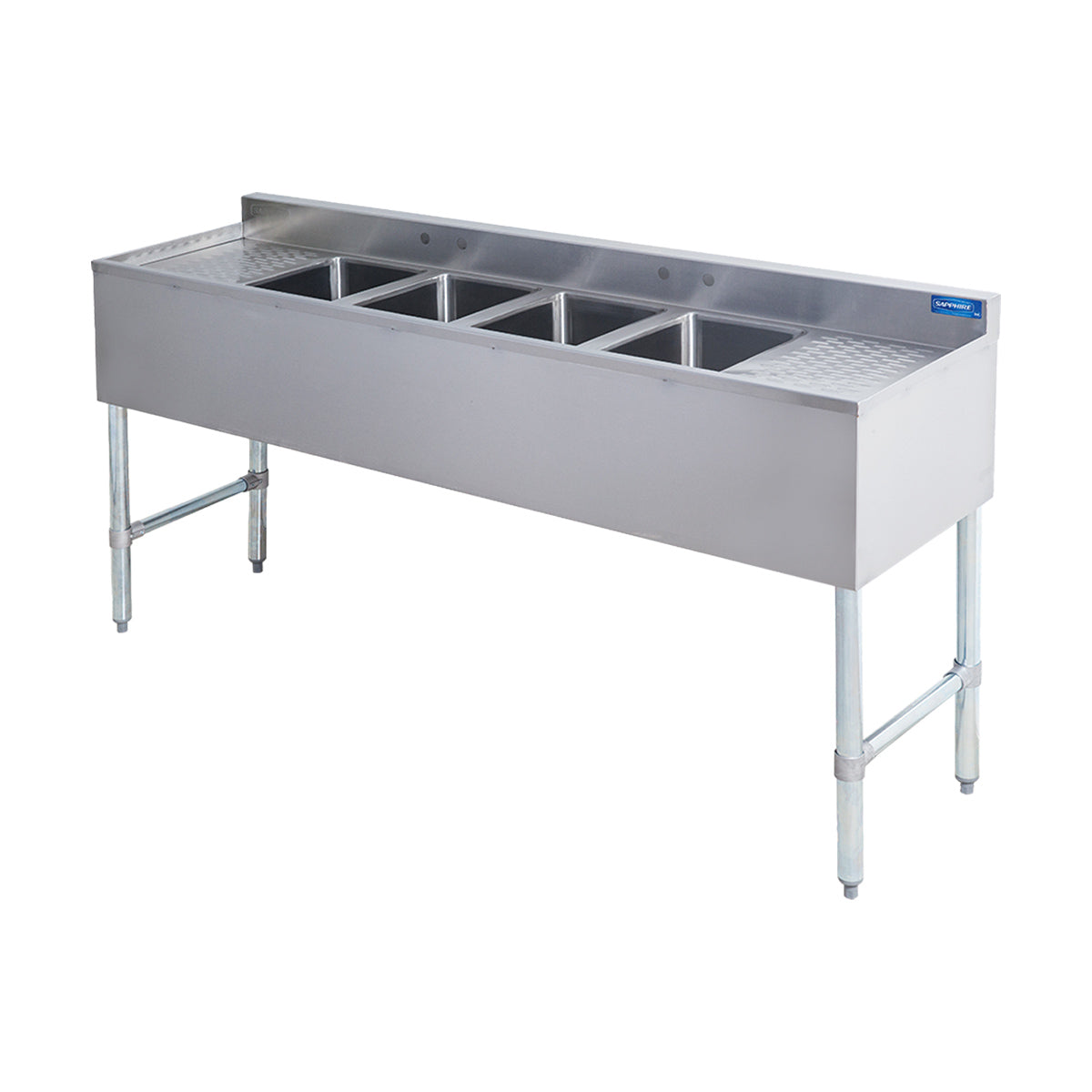 Sapphire SMBS-4D Underbar Sink β 72" Wide β Drainboards On Left & Right
