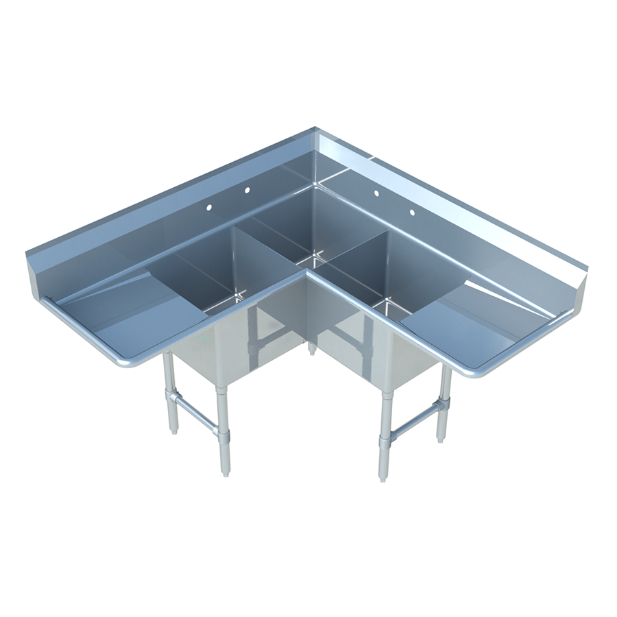 Sapphire SMCS-3-2020D 3-Compartment Corner Sink β 63" Wide